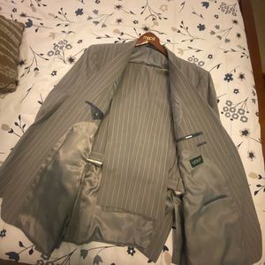 Grey pinstriped suit Ralph Lauren Jacket 52L  pants 42w x 32l